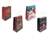 Коледни хартиени подаръчни торбички 185x95x255 мм с дръжка - 12 бр.-изображение_продукт