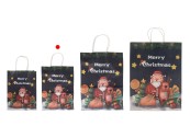 Коледни хартиени подаръчни торбички 185x95x255 мм с дръжка - 12 бр.-изображение_група