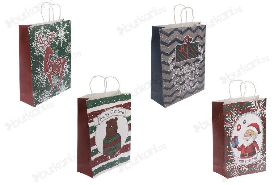 Коледна подаръчна торбичка 315x115x420 mm с дръжка - 12 бр.-изображение_продукт