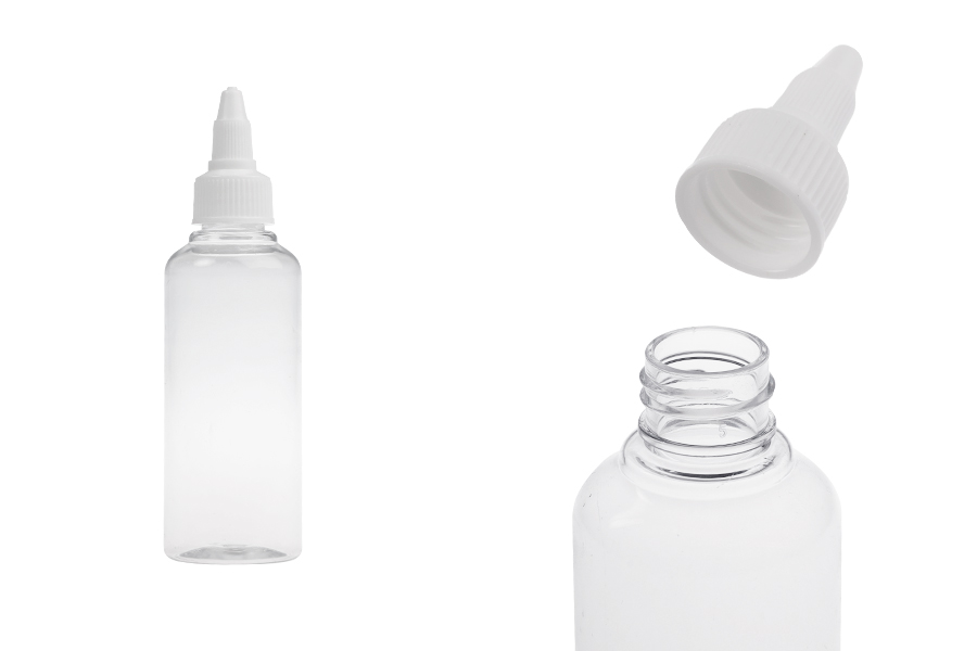 PET шише 100 мл с бяла въртяща се капачка за електронна цигара-изображение_продукт