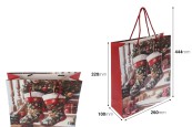Хартиени подаръчни торбички 260x100x320 мм (210 г) с дизайн коледен чорап с червен шнур за дръжка - 12 бр.-изображение_размери