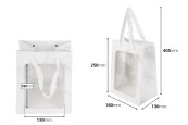 Хартиени подаръчни торбички 180x130x250 мм с прозорец и панделка за дръжка - 12 бр.-изображение_размери