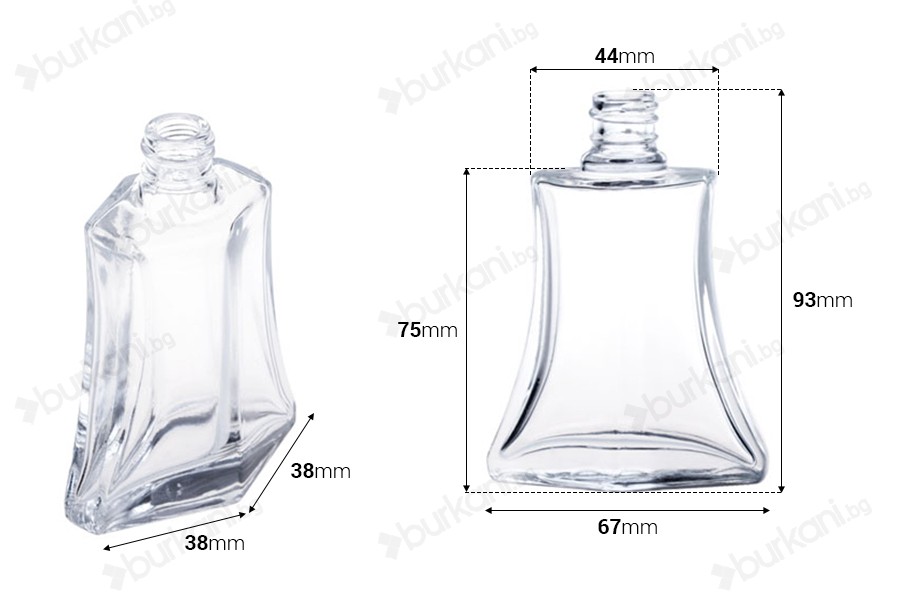 Стъклена бутилка за парфюм  50 ml 24/50 ( 18/415)-изображение_размери