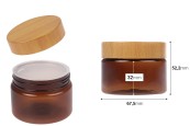 Пластмасов  карамелен PET буркан 100 мл с капачка с дървен мотив и пластмасов уплътнител - 12 бр. -изображение_размери