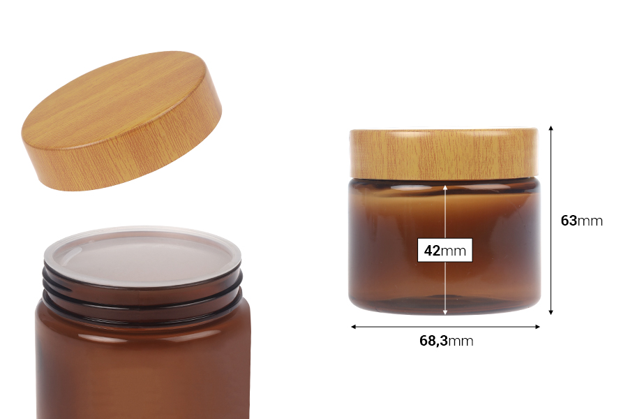 Пластмасов карамелен PET буркан 150 мл с капачка и пластмасов уплътнител - 12 бр.-изображение_размери