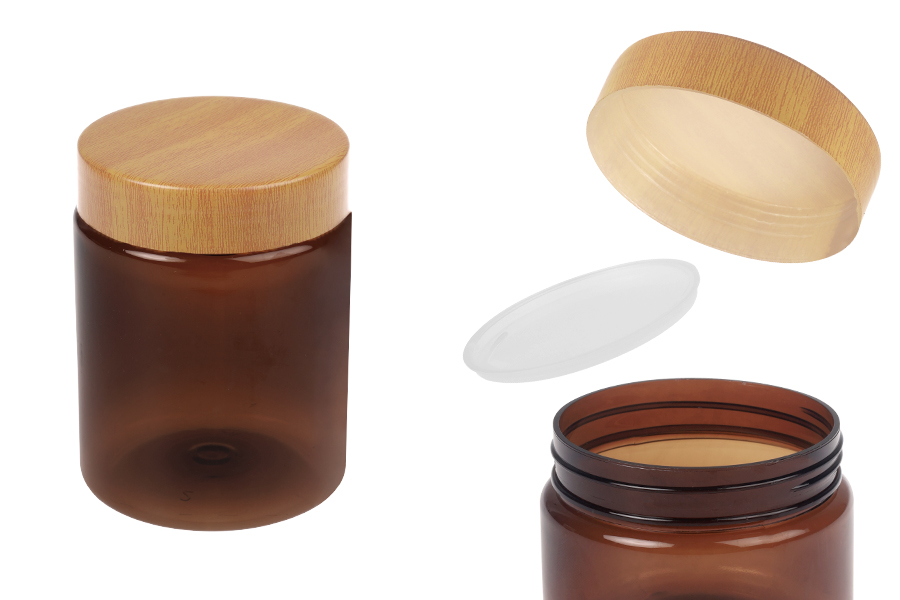 Пластмасов карамелен PET буркан 250 мл с капачка и пластмасово уплътнение - 12 бр.-изображение_продукт