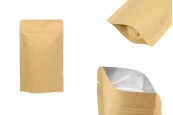 Крафт опаковка DOY PACK,  алуминиева вътрешна облизочка, със затваряне "цип" и възможност за термозапечатване, с размери  110x30x185mm-изображение_продукт