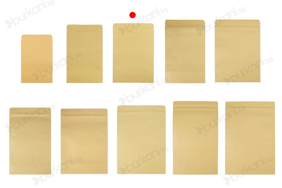 Опаковка карфт тип "DOY PACK", с вътрешна алуминиева облицовка, с размери  130x40x185 mm-изображение_група