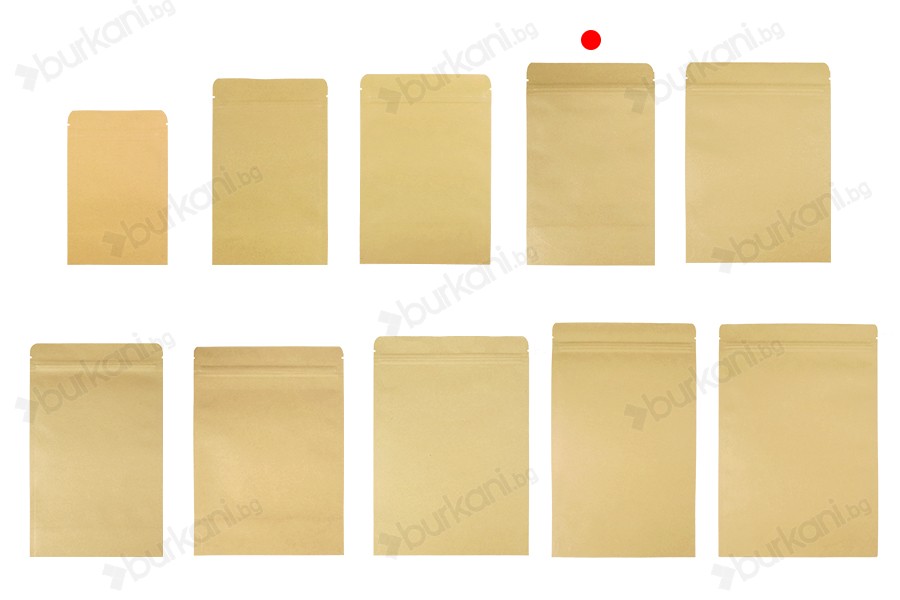 Опаковка тип "DOY PACK" , с вътрешна алуминиева облицовка, с размери 130x40x210 mm - 50 броя-изображение_група