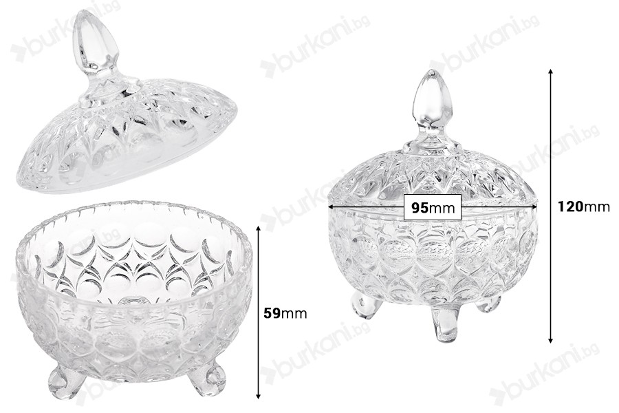 Кръгла стъкленица с размери  120x95 mm-изображение_размери