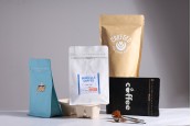 Doy Pack алуминиеви торбички с клапан, външна хартиена подплата от крафт, затваряне с термоуплътнение, отваряне с предпазна лента и използване на цип, идеално за кафе на прах 125x65x195 mm - 25 бр (НЕ МОЖЕ ДА СЕ ЗАПЕЧАТА РЪЧНО)-