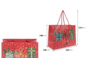 Коледни хартиени подаръчни торбички 230x100x180 мм с усукана  дръжка - 12 бр.-изображение_размери
