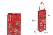 Коледна хартиена торбичка за бутилка вино 127x83x360 мм - 12 броя микс дизайн и цветове-изображение_размери