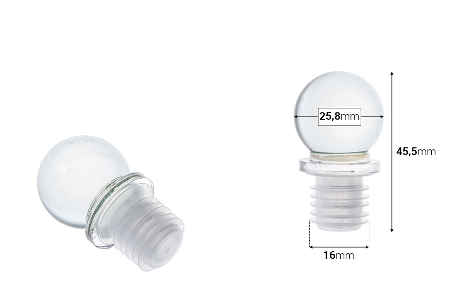 Стъклена тапа  Φ 16-изображение_размери