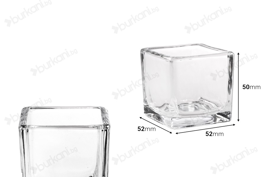 Стъклени квадратни съдове  52x50 mm-изображение_размери