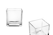 Стъклен квадратeн декоративен свещник  120x120 mm-изображение_продукт