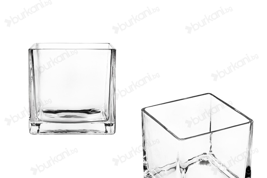 Стъклен квадретен свещник  150x150 mm-изображение_продукт