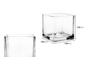 Стъклен квадретен свещник  150x150 mm-изображение_размери