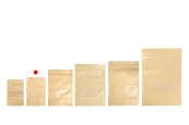 Крафт опаковка тип DOY PACK  100x30x150 мм с цип и прозорец,  с външна и вътрешна облицовка прозрачна с възможност за термозапечатване - 100 бр.-изображение_група