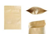 Крафт опаковка тип DOY PACK 160x40x220 mm с цип и прозорец,  с външна и вътрешна облицовка прозрачна - 100 бр.-изображение_продукт