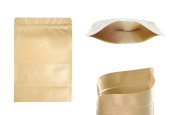 Крафт опаковка тип DOY PACK  170x40x240 mm с цип и прозорец,  с външна и вътрешна облицовка прозрачна - 100 бр.-изображение_продукт