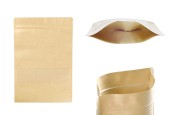 Крафт опаковка тип DOY PACK  200x50x295 mm с цип и прозорец, с външна и вътрешна облицовка прозрачна с възможност за термозапечатване - 100 бр.-изображение_продукт