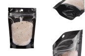 Торбички тип Doy Pack 100x30x150 мм алуминиеви,  с черна задна страна, прозрачна предна част с цип и възможност за термозапечатване - 100 бр.-изображение_продукт