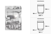 Опаковка тип Doy Pack с размери 100x30x150 mm с алуминиева задна част и прозрачна предна част с цип затваряне  - 100 бр.-изображение_размери