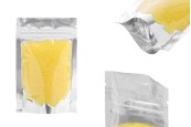 Опаковка тип  Doy Pack с размери  80х30х130 мм -  алуминиева задна част , прозрачна предна част с  цип и възможност за термозапечатване - 100 бр.-изображение_продукт