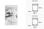 Опаковка тип  Doy Pack с размери  80х30х130 мм -  алуминиева задна част , прозрачна предна част с  цип и възможност за термозапечатване - 100 бр.-изображение_размери