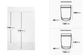 Прозрачна опаковка DOY PACK  с размери  140x40x220 mm с цип - 100 бр.-изображение_размери
