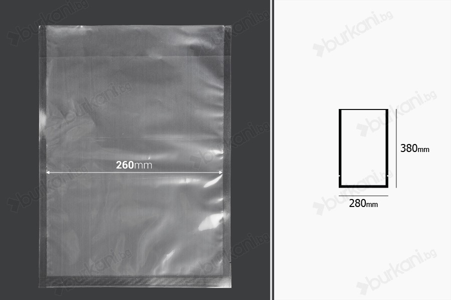Вакуумни прозрачни опаковки за хранителни продукти 280x380 mm - 100 бр.-изображение_размери