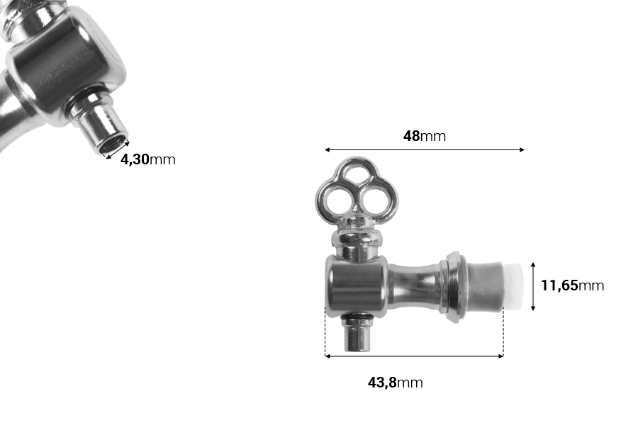 Метална сребриста канелка (половин оборот) Метална сребриста канелка (половин оборот)-изображение_размери