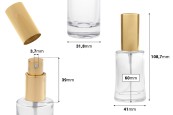 Овална стъклена бутилка 30 мл (18/415) със златиста спрей помпа за парфюми - (минимална поръчка: 1 кашон)-изображение_размери