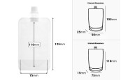 Прозрачна торбичка тип ДОЙ ПАК 100 ml  с бяла капачка - 50 бр-изображение_размери