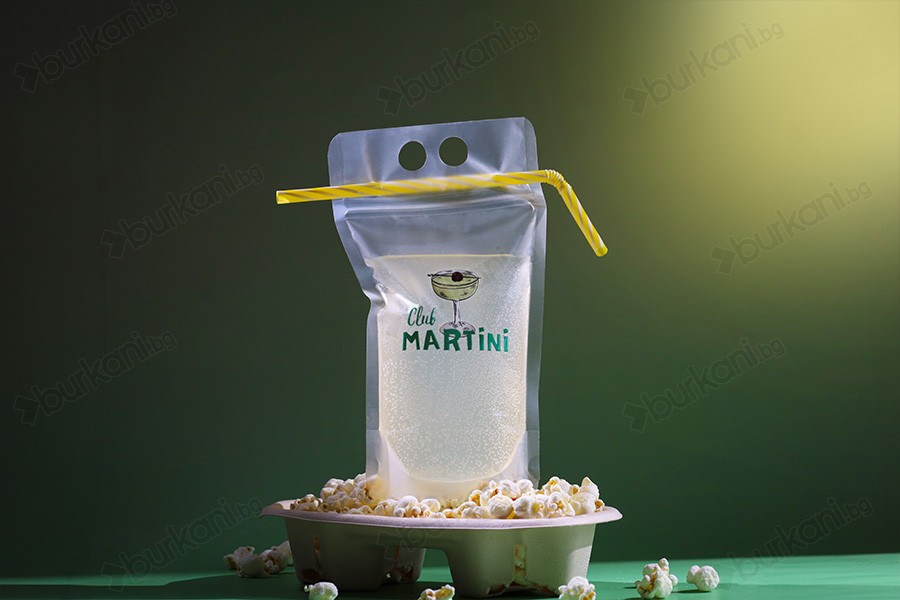 Прозрачна опаковка тип Doy Pack 500 ml с цип и дупки за сламки - 50 бр-изображение_група