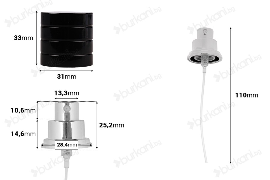 Set - llak PP15 me kapak plastik të zi-изображение_размери