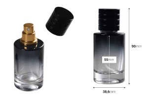 Стъклена бутилка за парфюм със спрей и капачка (PP 15) - 30 ml-изображение_размери