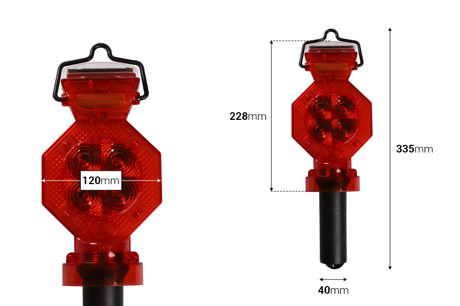 Предупредителен фенер с вграден соларен панел-изображение_размери