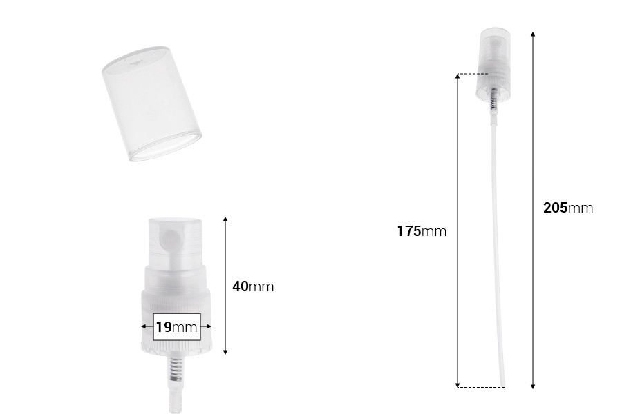 Пластмасов прозрачен пулверизатор 18/415-изображение_размери