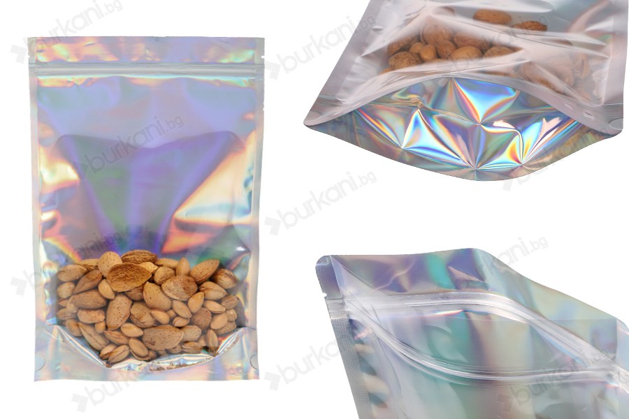 Алуминиеви торбички тип Doy Pack  200х50х300 мм, прозрачни отпред с "цип" - 50 бр.-изображение_продукт