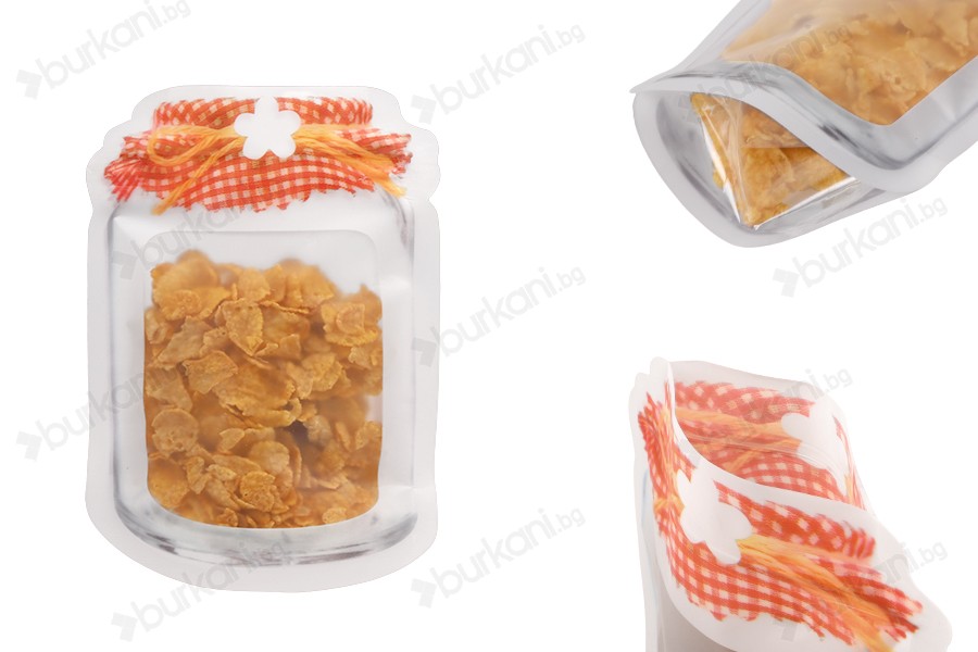 Пликове тип Doy Pack с цип във формата на буркан с размери 105x30x154 mm с цип затваряне - 50 бр./пакет-изображение_продукт