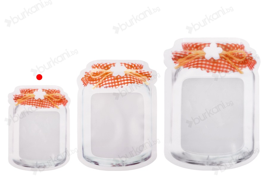Пликове тип Doy Pack с цип във формата на буркан с размери 105x30x154 mm с цип затваряне - 50 бр./пакет-изображение_група