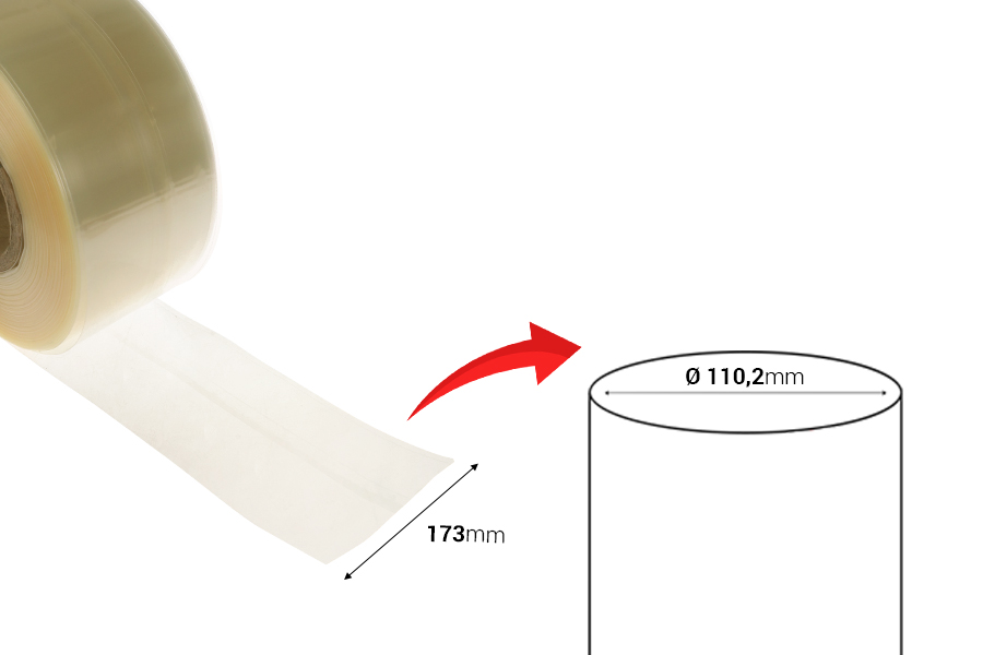 Термосвиваема капсула с ширина 96 мм с прорез - в линеен метър (Φ 61,1 мм)-изображение_размери
