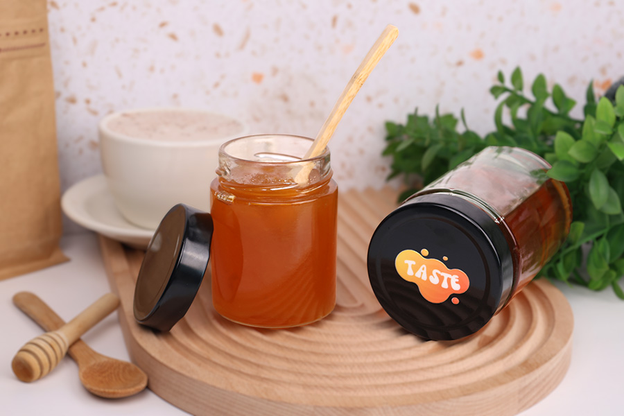 Стъклен прозрачен цилиндричен буркан 280 мл с черна Т.О ДИЙП 70 капачка - 105 бр.-изображение_група