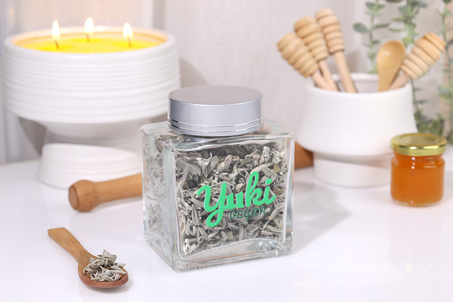 Стъклен луксозен буркан 180 мл със сребриста капачка със сребриста лента - 6 бр.-изображение_група