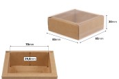 Хартиена опаковъчна кутия (300gsm) 85x85x30 мм с прозрачен пластмасов капак (бяло или крафт) -12 бр.-изображение_размери