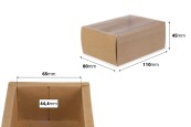 Хартиена опаковъчна кутия Крафт или Бяла (300gsm) 110x80x45 мм с прозрачен капак - 12 бр.-изображение_размери