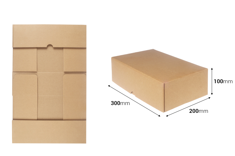 Картонена опаковъчна кутия самосглобяваща се с размери  300x200x100 мм - 10 бр.-изображение_размери