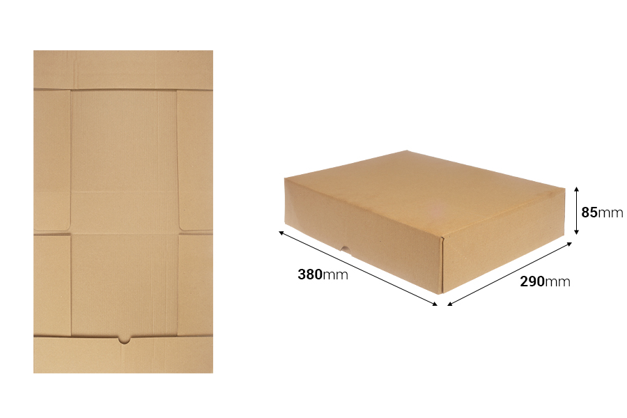 Картонена опаковъчна самосглобяваща се кутия 380x290x85 мм - 10 бр.-изображение_размери